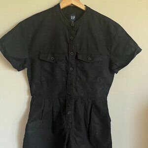 Gap Linen-Cotton Romper in Black